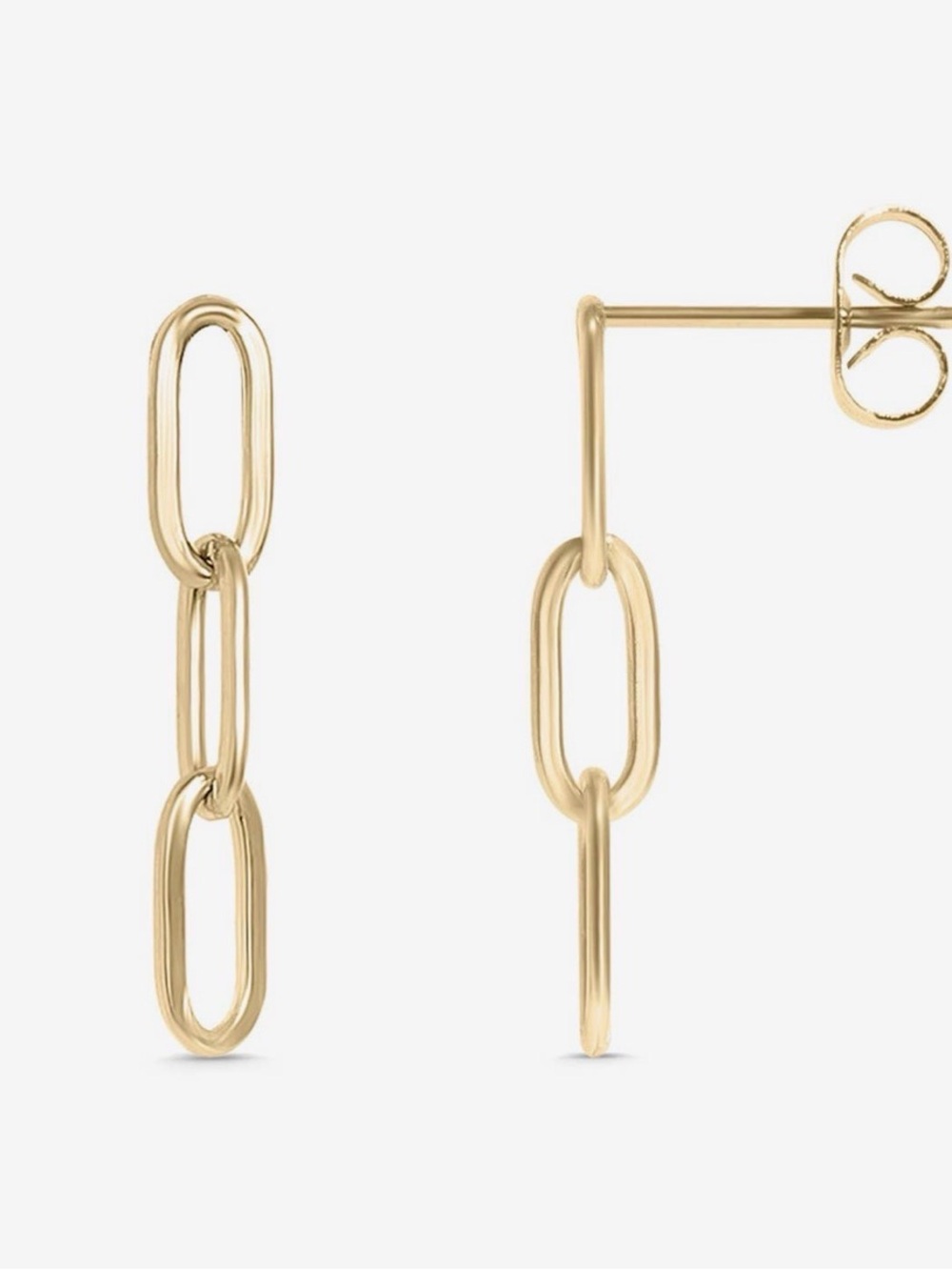 Gold Link Drop Stud Earrings - Women Jewelry